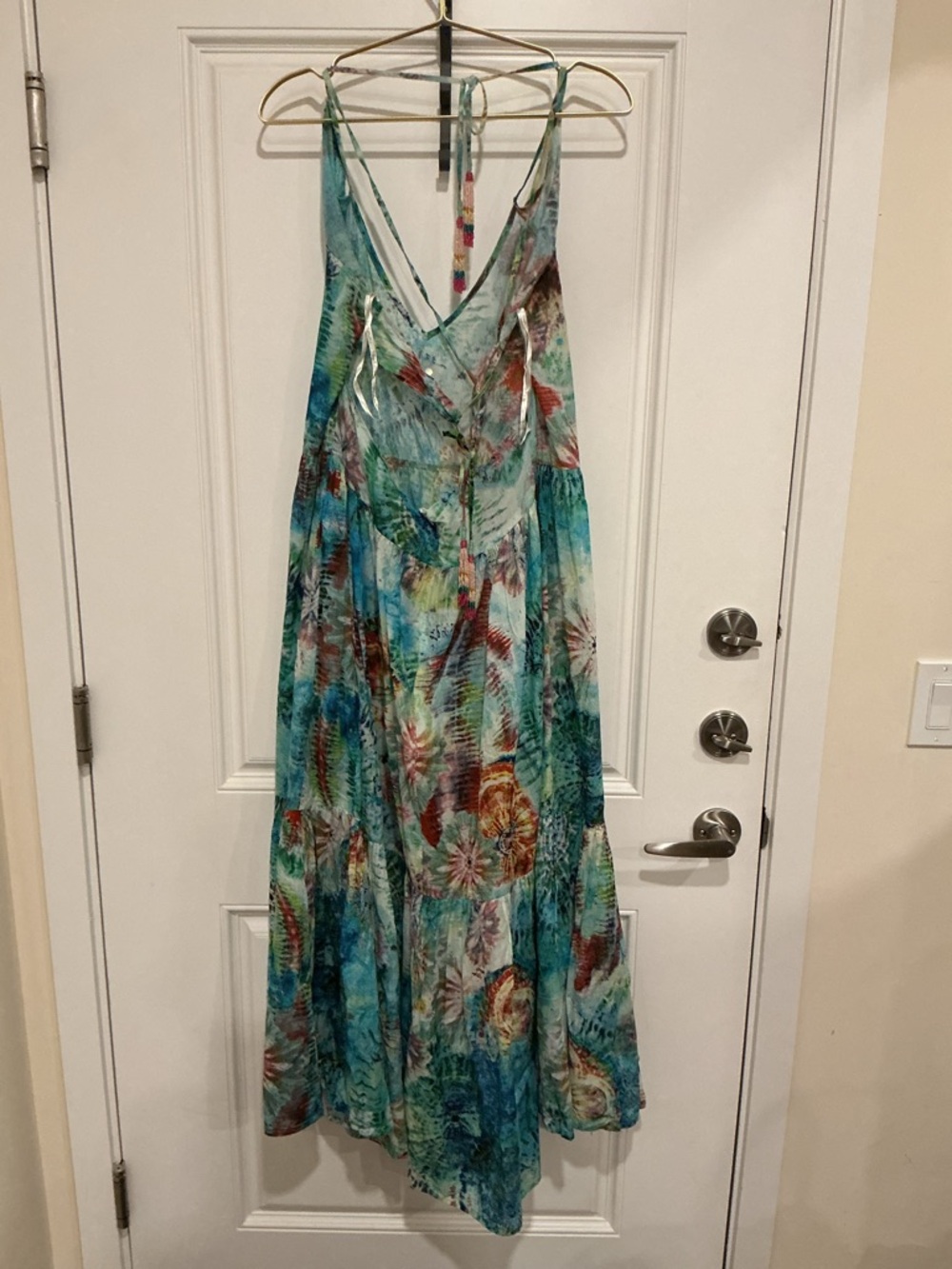 TRUE DESTINATION Teal Floral V-Neck Maxi Dress with Adjustable Straps - Picture 2 of 6
